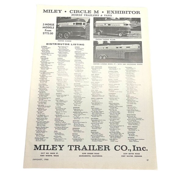 Miley Trailer Co Vintage Print Ad 1960s Horse Trailers Circle M Exhibitor - Picture 5 of 5